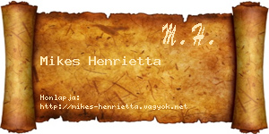 Mikes Henrietta névjegykártya